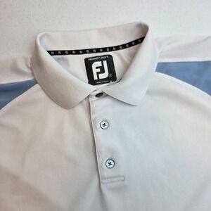 FootJoy ProDry Pique Golf Polo Mens Large White Blue Colorblock  Shirt